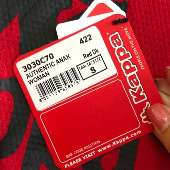 NEW • Kappa • Anak Mesh Cropped Tee Red Small - Picture 5 of 5